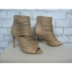 BCBGeneration Elle Suede Strappy Peep Toe Heeled Booties 6 NEW